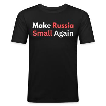 Russland wieder klein machen - Männer Slim Fit T-Shirt - Schwarz - Vorne - Nik (191cm)