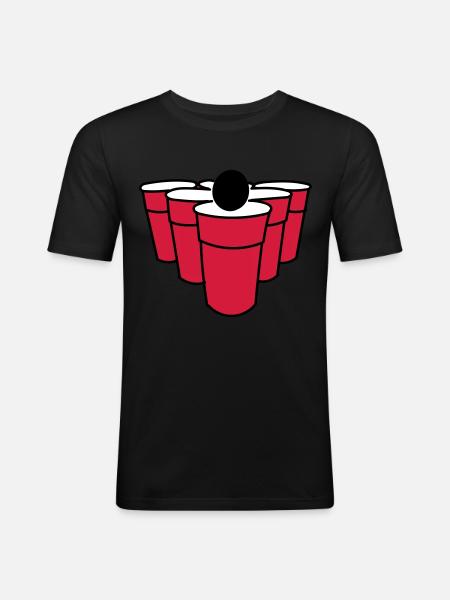 Beerpong - Männer Slim Fit T-Shirt - Schwarz