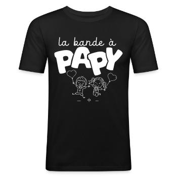 Cadeau Papy la bande de papi fête fille garçon - T-shirt près du corps Homme - noir - Devant - Nik (191cm)