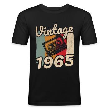 Millésime 1965 - T-shirt près du corps Homme - noir - Devant - Nik (191cm)
