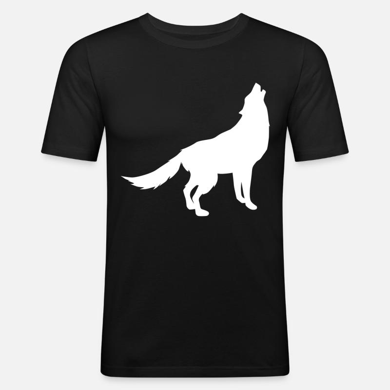 Wolf - Männer Slim Fit T-Shirt - Schwarz