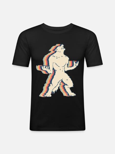 Werewolf Wolf Retro Line Art - Men's Slim Fit T-Shirt - black