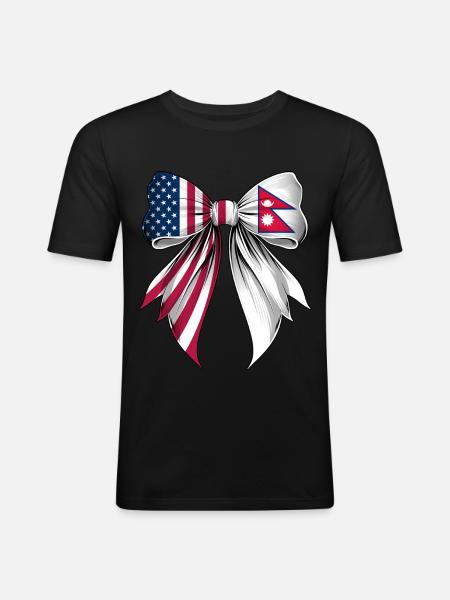 Coquette Bow Nepal Roots Heritage Nepali Pride - Men's Slim Fit T-Shirt - black