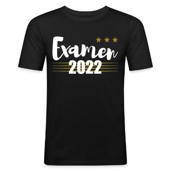Examen 2022 gold - Männer Slim Fit T-Shirt - Schwarz - Vorne - Nik (191cm)