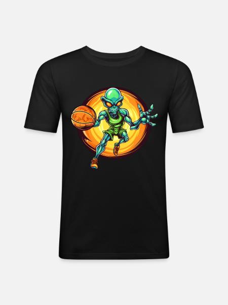 Basketball Alien - Men's Slim Fit T-Shirt - black