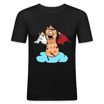 Céleste cacahuète ange petit diable nuage noix - T-shirt près du corps Homme - noir - Devant - Nik (191cm)