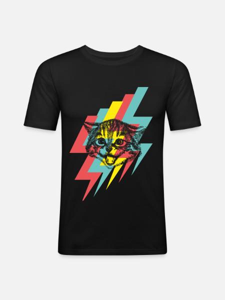 cat - Men's Slim Fit T-Shirt - black