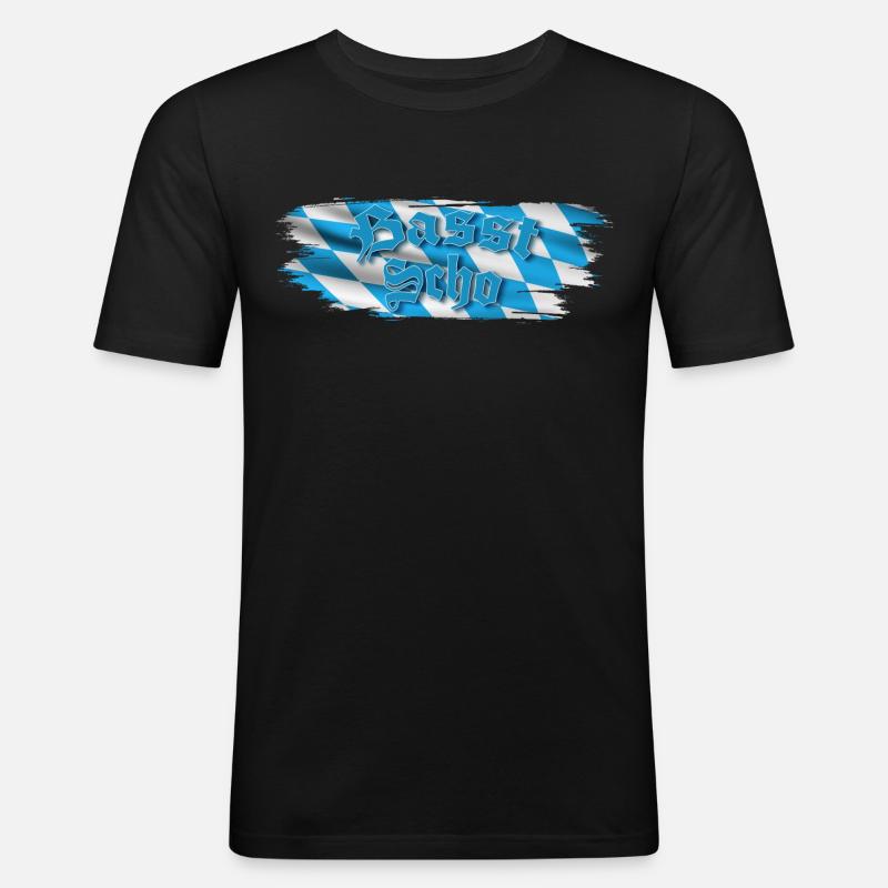Basst scho - Männer Slim Fit T-Shirt - Schwarz