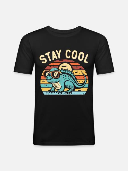 Retro lizard with sunglasses - Men's Slim Fit T-Shirt - black