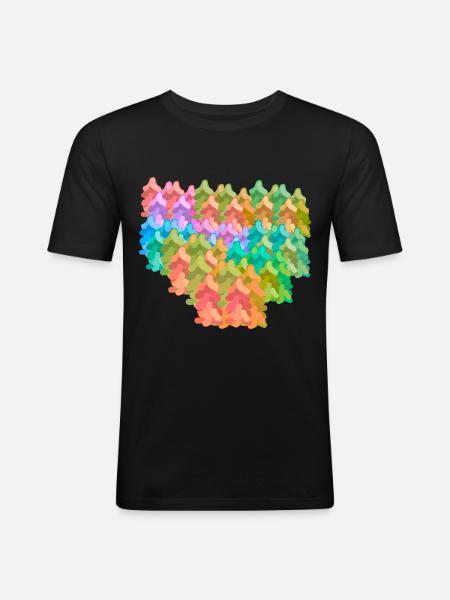 Kleurrijke kleurrijke bos herfst fantasie sparren natuur - Mannen slim fit T-shirt - zwart