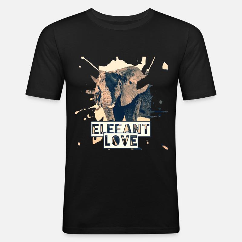 Elefant - Männer Slim Fit T-Shirt - Schwarz