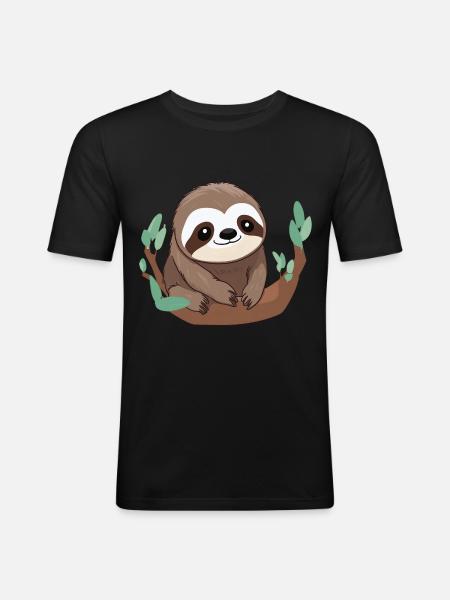 Cute Sloth Gift - Men's Slim Fit T-Shirt - black