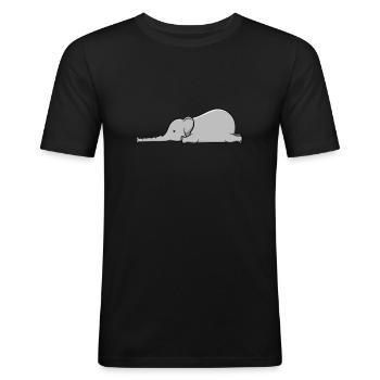 Elephant t-shirt tired animal plants depressed - Men's Slim Fit T-Shirt - black - Front - Nik (191cm)