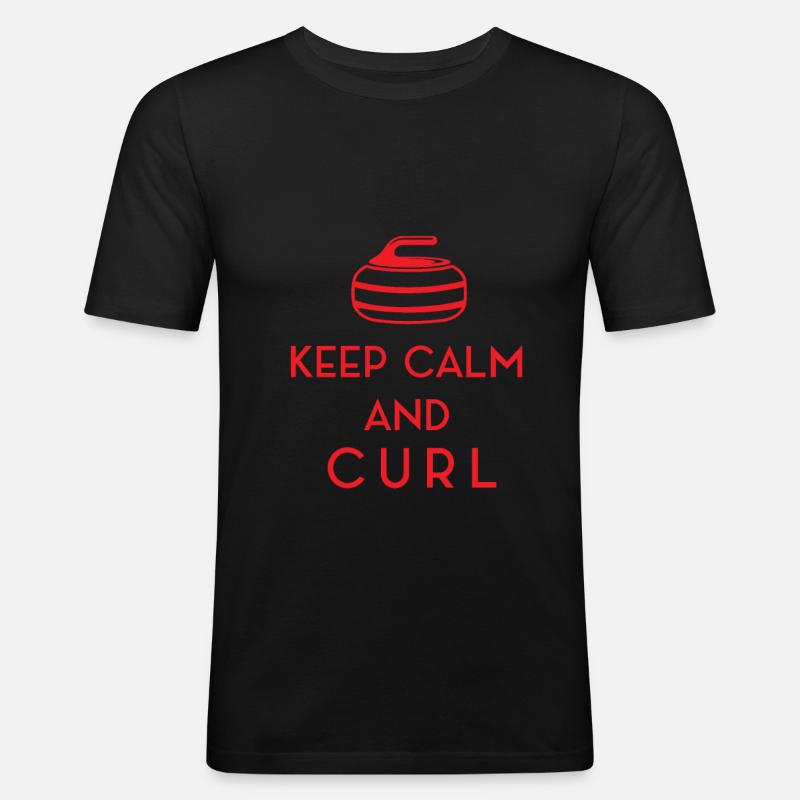 Curling - Männer Slim Fit T-Shirt - Schwarz