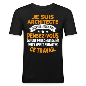 idée cadeau architectes pour un architecte - T-shirt près du corps Homme - noir - Devant - Nik (191cm)