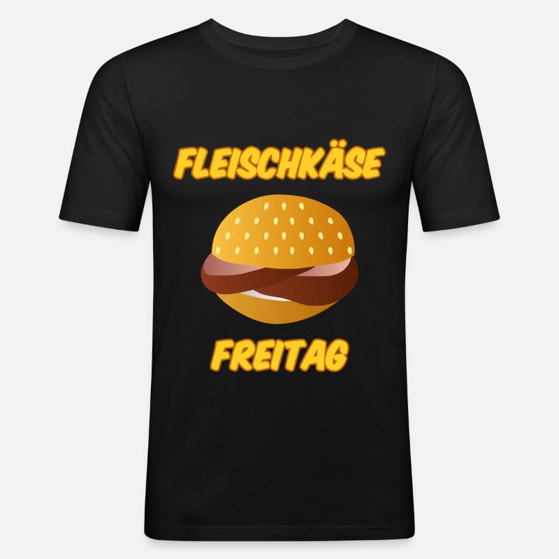 Fleischkäse Freitag Leberkäs Leberkas Brötchen - Männer Slim Fit T-Shirt - Schwarz
