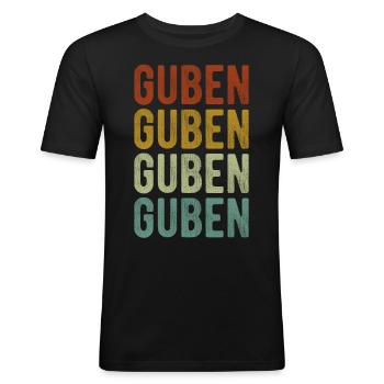 Guben Stadt Retro Vintage - Männer Slim Fit T-Shirt - Schwarz - Vorne - Nik (191cm)