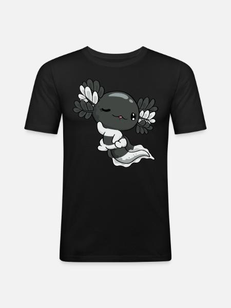 Heterosexual Pride Kawaii Axolotl - Men's Slim Fit T-Shirt - black