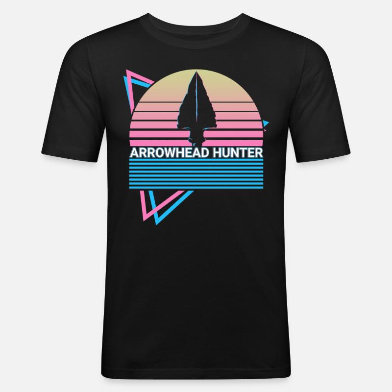 Pfeilspitze Jäger Retro - Männer Slim Fit T-Shirt - Schwarz