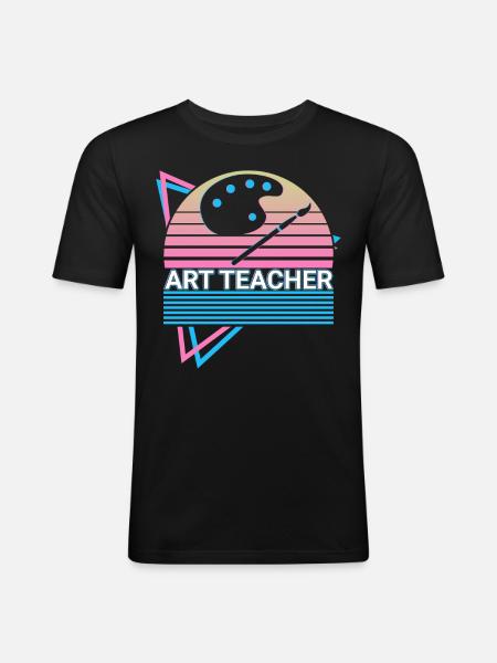 Kunstlehrerin Kunstprofessorin Retro - Männer Slim Fit T-Shirt - Schwarz