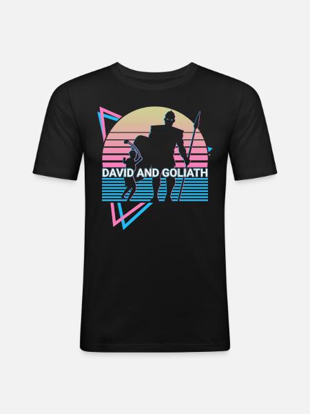 David and Goliath Christianity Retro - Men's Slim Fit T-Shirt - black