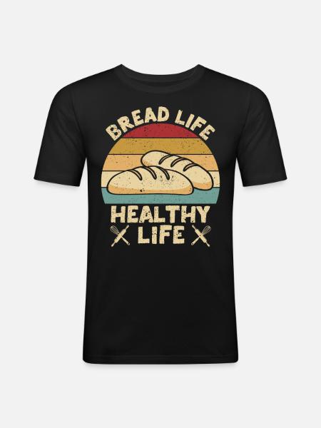 Funny bread baker - Men's Slim Fit T-Shirt - black