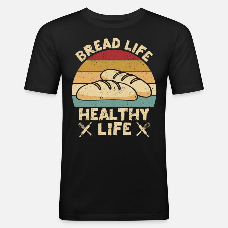 Lustiger Brotbacken-Bäcker - Männer Slim Fit T-Shirt - Schwarz
