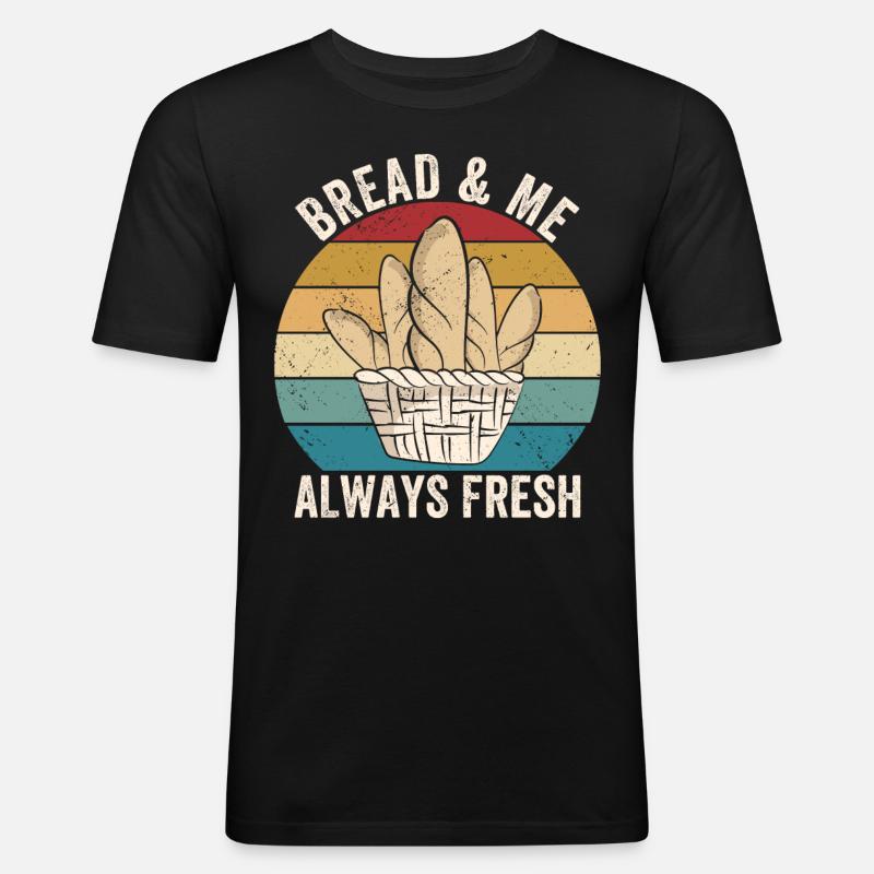 Funny bread baker - Men's Slim Fit T-Shirt - black
