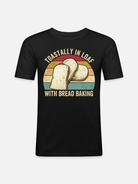 Funny bread baker - Men's Slim Fit T-Shirt - black