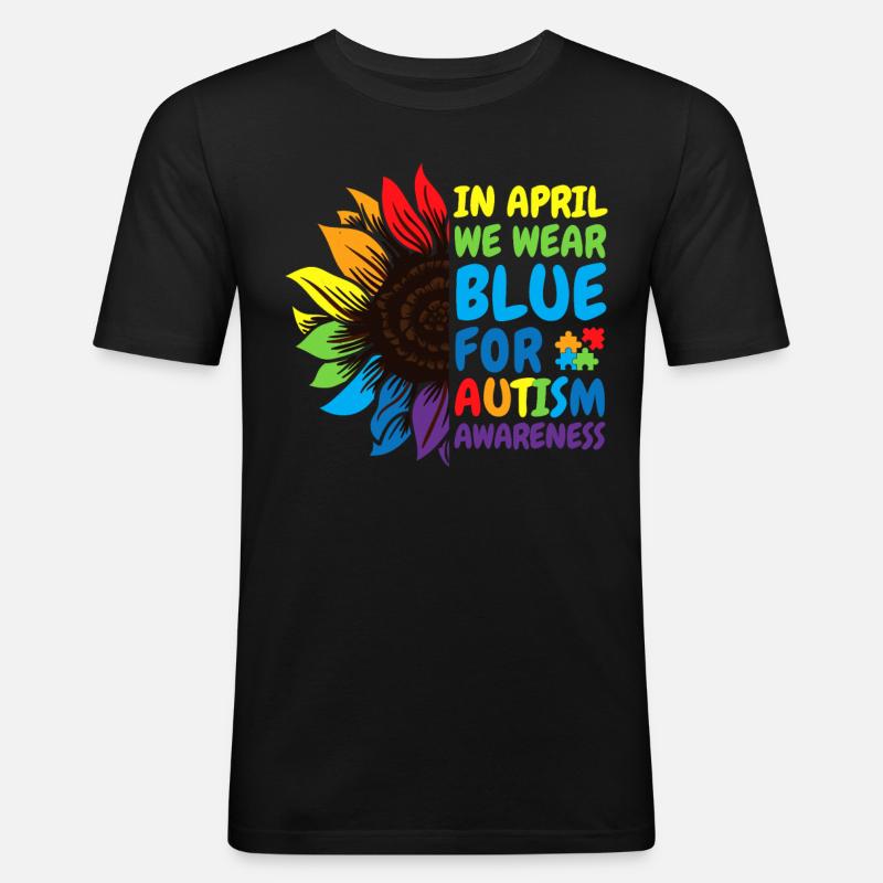 Autismus-Bewusstsein Sonnenblume - Männer Slim Fit T-Shirt - Schwarz