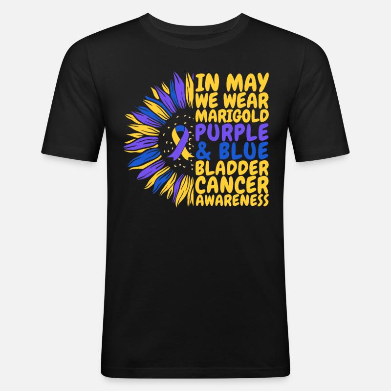 Blasen-Krebs-Awareness Sonnenblume - Männer Slim Fit T-Shirt - Schwarz