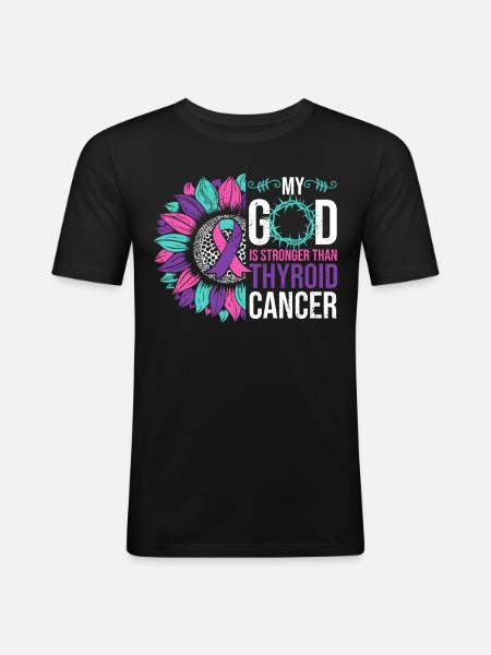 Thyriod Cancer Awareness Sunflower - Men's Slim Fit T-Shirt - black