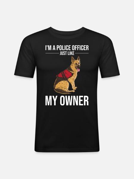Polizeibeamter Polizeihund - Männer Slim Fit T-Shirt - Schwarz