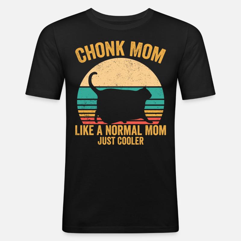 Chonk Meme Katze - Männer Slim Fit T-Shirt - Schwarz