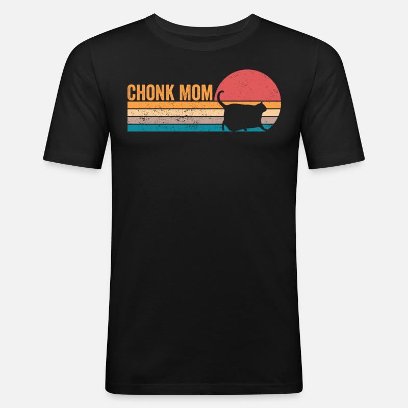 Chonk Meme Chat Chonk Maman - T-shirt près du corps Homme - noir