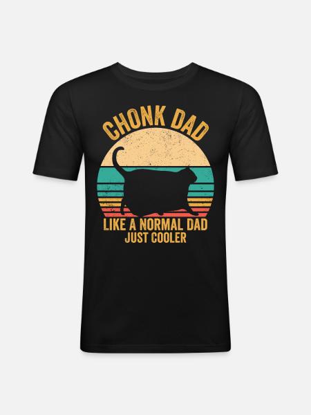 Chonk Meme Cat - Men's Slim Fit T-Shirt - black
