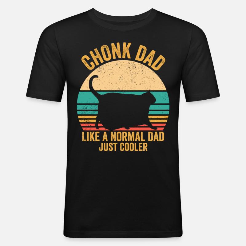 Chonk Meme Katze - Männer Slim Fit T-Shirt - Schwarz