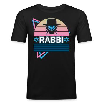Rabbiner Jude Jüdisch Hebräisch Retro - Männer Slim Fit T-Shirt - Schwarz - Vorne - Nik (191cm)