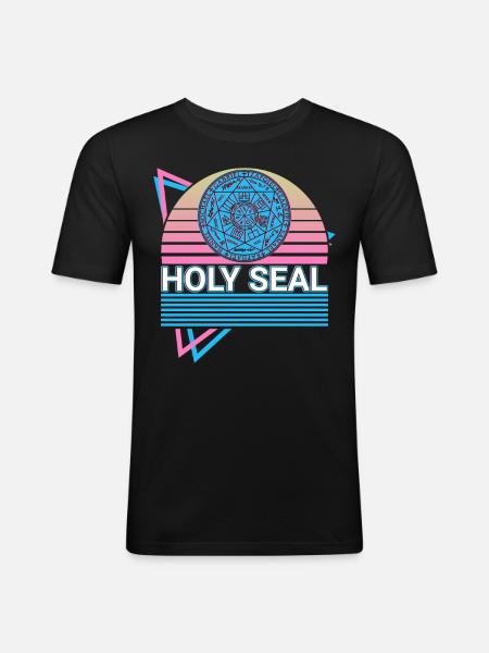 Holy Seal Archangel Retro - Men's Slim Fit T-Shirt - black