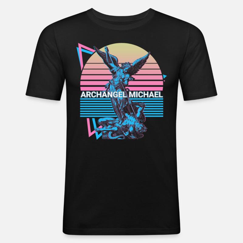 Erzengel Michael - Männer Slim Fit T-Shirt - Schwarz