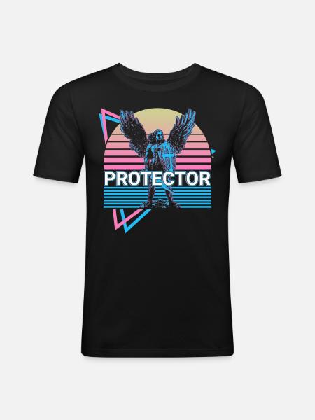 Protector Archangel Michael Retro - Men's Slim Fit T-Shirt - black