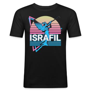 Israfil Archange Rétro - T-shirt près du corps Homme - noir - Devant - Nik (191cm)