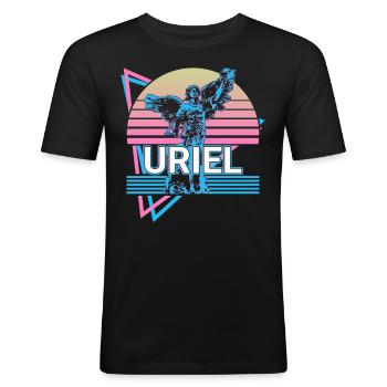 Uriel Archange Rétro - T-shirt près du corps Homme - noir - Devant - Nik (191cm)