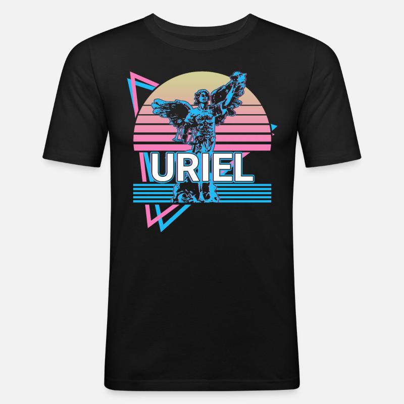 Uriel Erzengel Retro - Männer Slim Fit T-Shirt - Schwarz