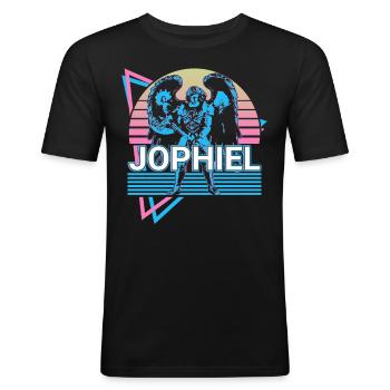 Jophiel Saint Jophiel Archange Rétro - T-shirt près du corps Homme - noir - Devant - Nik (191cm)