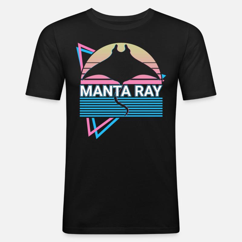 Mantarochen Retro - Männer Slim Fit T-Shirt - Schwarz