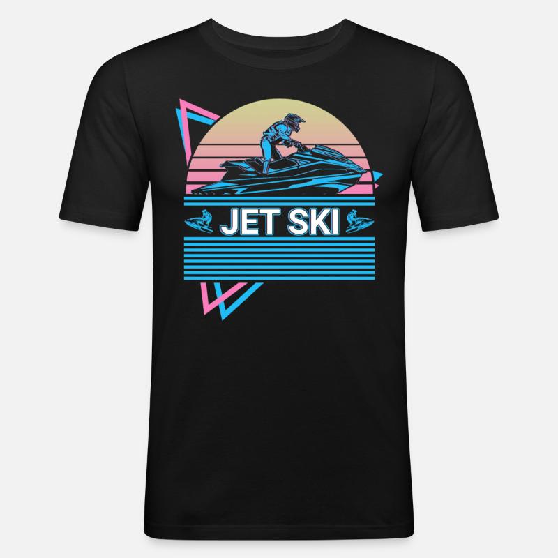 Jet Ski Retro - Männer Slim Fit T-Shirt - Schwarz