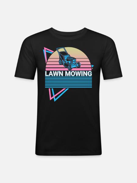 Lawn mowing retro - Men's Slim Fit T-Shirt - black