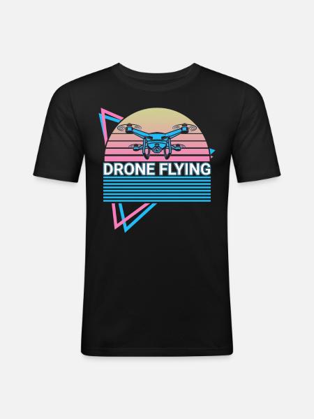 Drone Flying Retro Drone Pilot - Men's Slim Fit T-Shirt - black