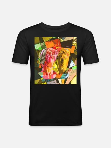Avant-garde Esthétique David Tête Statue - T-shirt près du corps Homme - noir